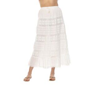 White 100% Cotton Netted blend Lined Skirt